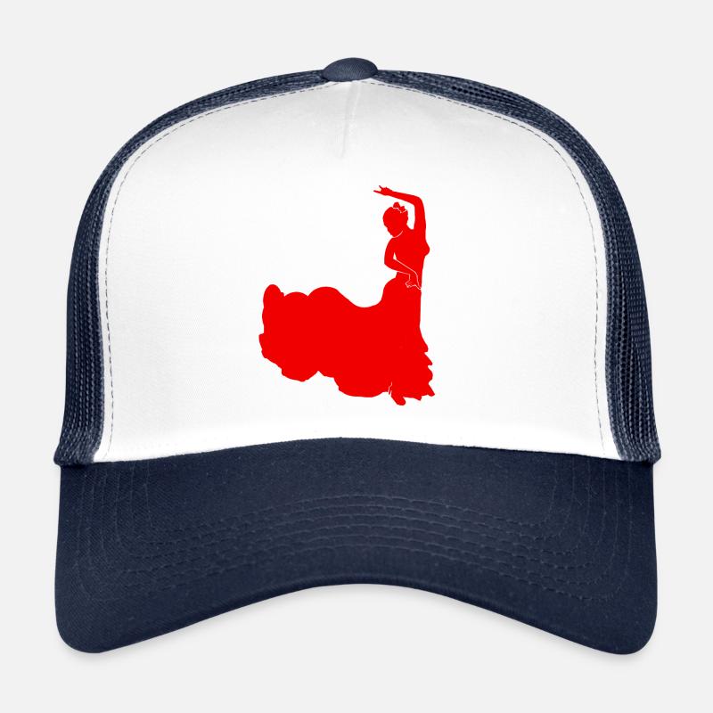 Danseuse de Flamenco espagnole robe rouge salsa - Casquette trucker  - blanc/marine