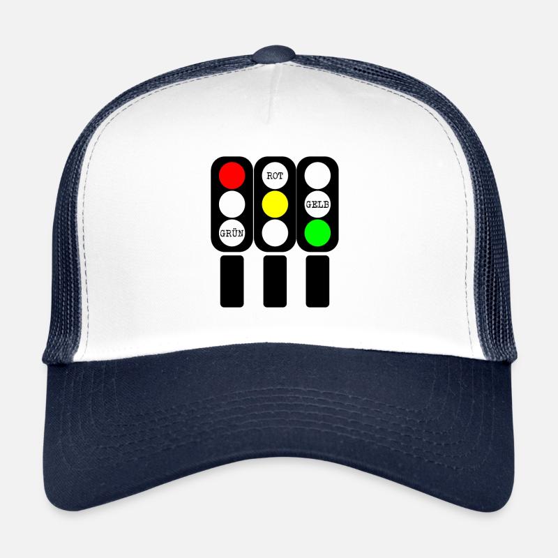 rot gelb gruen schwarz - Trucker Cap - Weiß/Navy