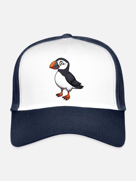 Macareux mignon - Casquette trucker  - blanc/marine - Devant