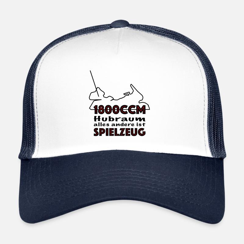 1800 ccm Hubraum Goldwing Design - Trucker Cap - Weiß/Navy