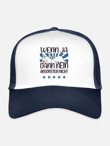 Baby Lama Schlafen Alpaka Schlafanzug Geschenk - Trucker Cap - Weiß/Navy - Vorne