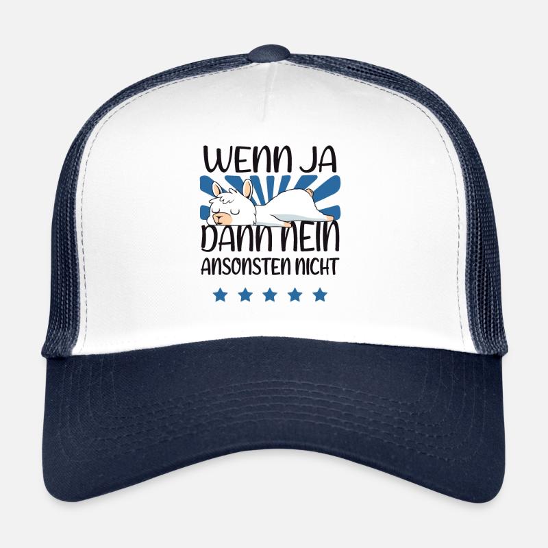 Baby Lama Schlafen Alpaka Schlafanzug Geschenk - Trucker Cap - Weiß/Navy