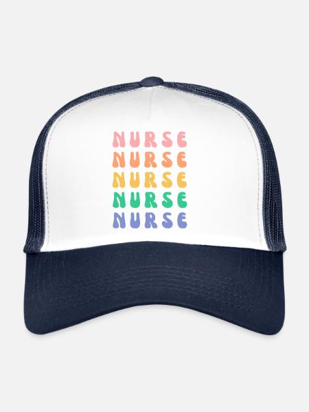 Infirmier - Casquette trucker  - blanc/marine - Devant