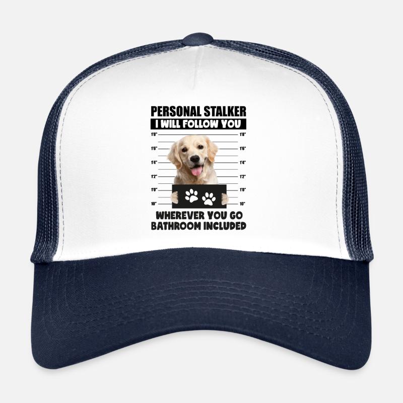 Persönlicher Stalker-Hund, Golden Labrador Retriever - Trucker Cap - Weiß/Navy