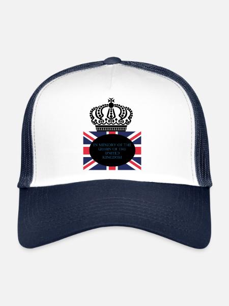 En mémoire de la reine du Royaume-Uni. - Casquette trucker  - blanc/marine - Devant