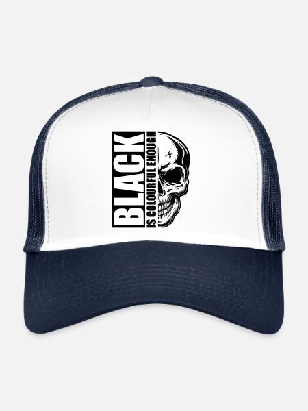 crâne assez coloré noir | Les couleurs peuvent être modifiées - Casquette trucker  - blanc/marine - Devant