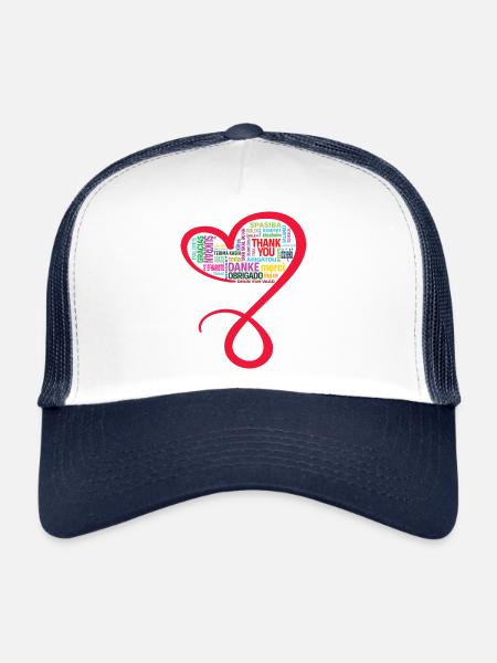 MERCI, MERCI, GRAZIE, personnalisable - Casquette trucker  - blanc/marine - Devant