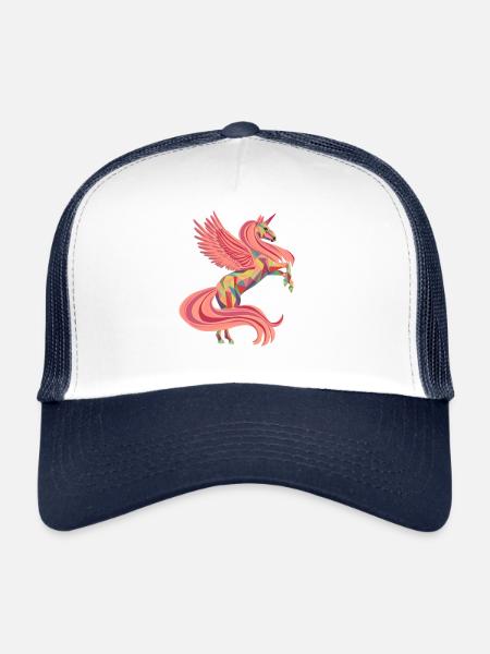 Enchanting unicorn in pink orange - Trucker Cap - white/navy - Front