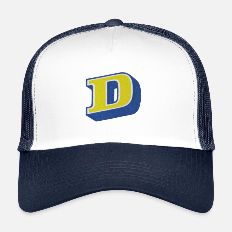 Buchstabe D Typografie - Trucker Cap - Weiß/Navy
