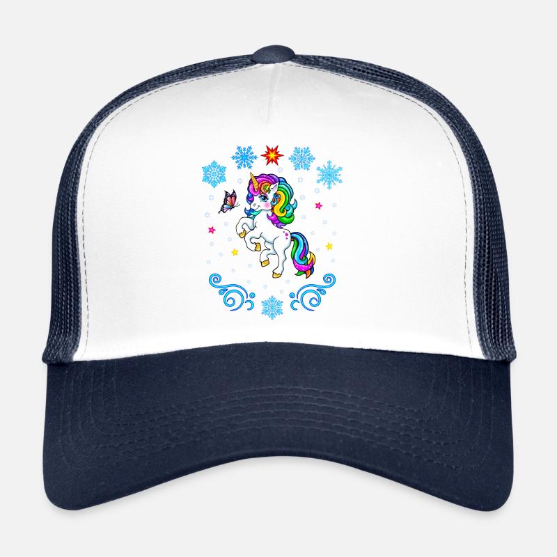 Licorne colorée avec flocons de neige Noël 2022 Casquette trucker 
