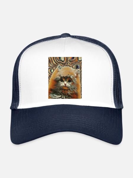Bébés animaux mignons et moelleux - chat - Casquette trucker  - blanc/marine - Devant
