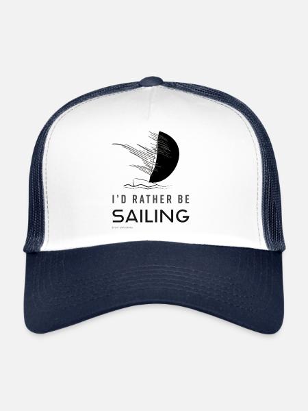 I`D RATHER BE SAILING T-shirt de voile - Gris foncé - Casquette trucker  - blanc/marine - Devant