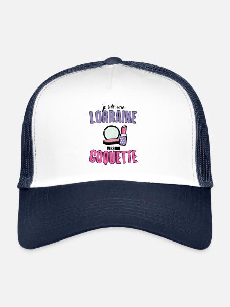 Cadeau Humour Femme Lorraine coquette - Casquette trucker  - blanc/marine - Devant