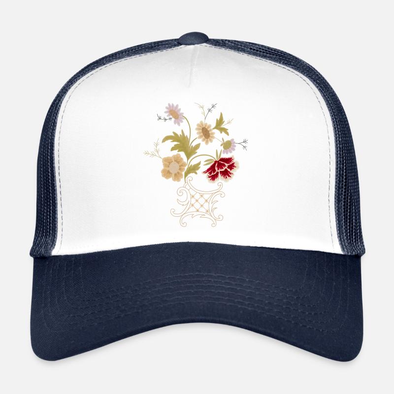 Stickerei - Trucker Cap - Weiß/Navy