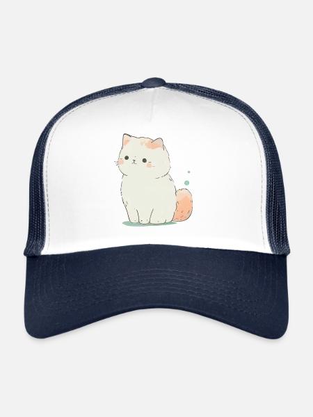 Cute pastel cat - Trucker Cap - white/navy - Front
