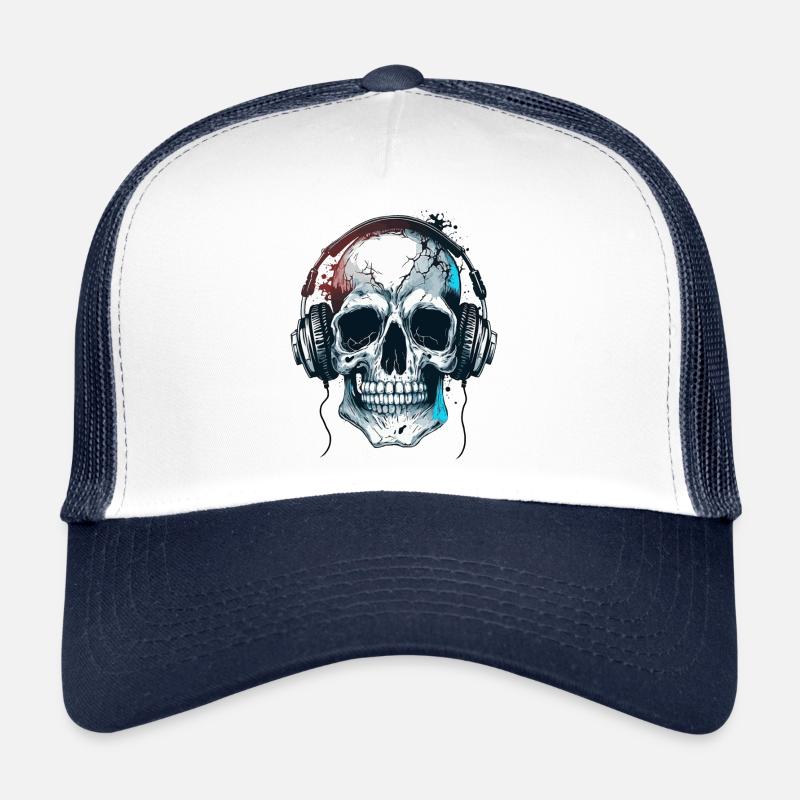 Skeleton head gamer geek gift Trucker Cap