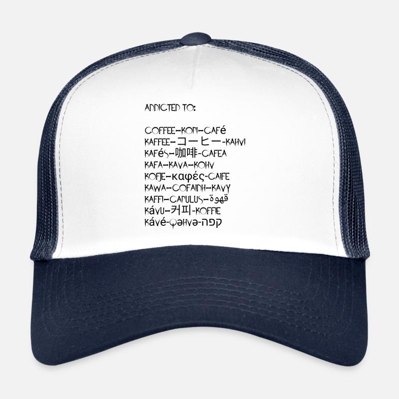 Le café dans de nombreuses langues Casquette trucker 