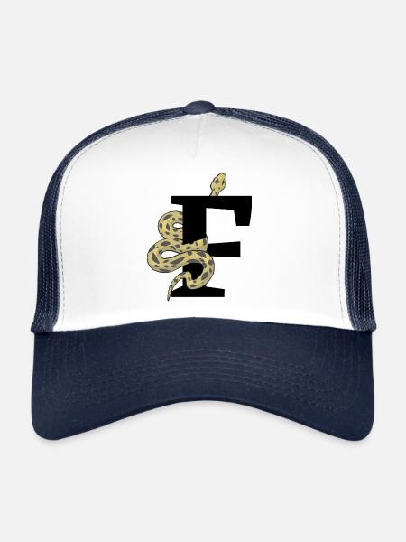 Letter f snake - Trucker Cap - white/navy - Front
