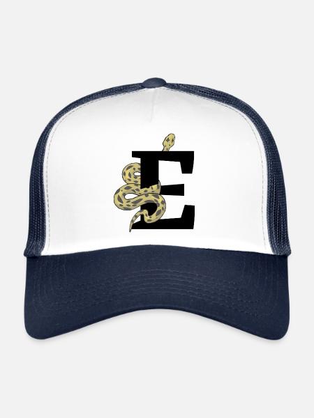 Letter e snake - Trucker Cap - white/navy - Front