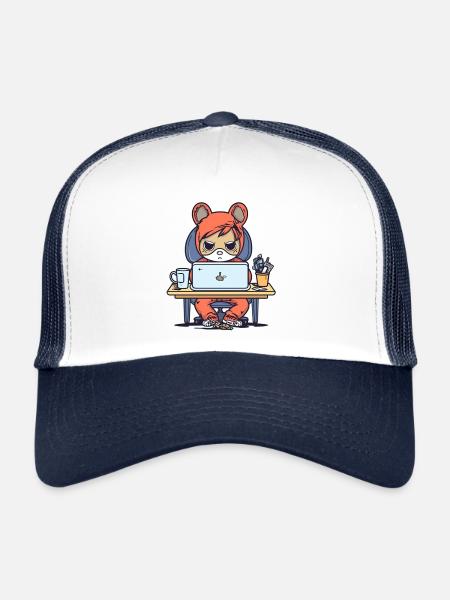 Grumpy Coder in Hoodie - Trucker Cap - white/navy - Front