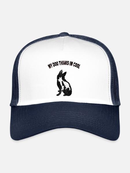 Mon chien pense que je suis cool T-shirt Funny Pet - Casquette trucker  - blanc/marine - Devant