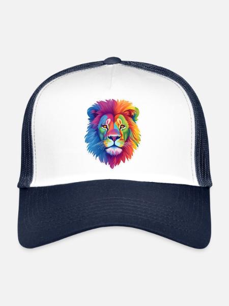 Rainbow Lion - Trucker Cap - white/navy - Front