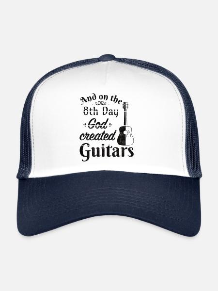 Et le 8ème jour, Dieu a créé les guitares - Casquette trucker  - blanc/marine - Devant