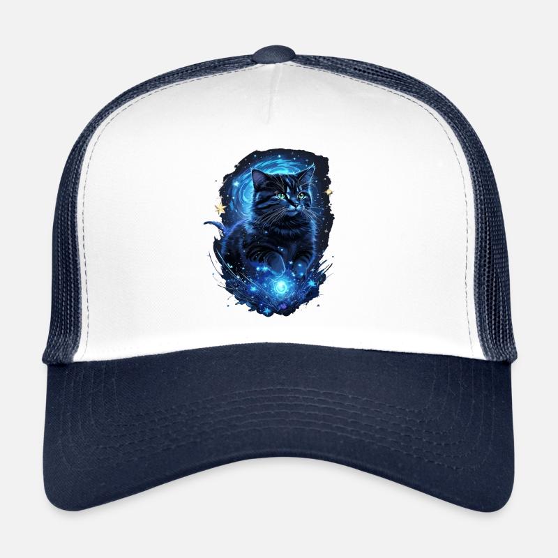 Cosmic Cats Art Black Cat Casquette trucker 