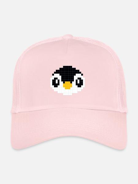Pixelated penguin head - Trucker Cap - pale pink - Front