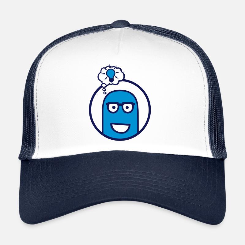 Niedliche Comic Figur (Brille, Kreis) - Trucker Cap - Weiß/Navy