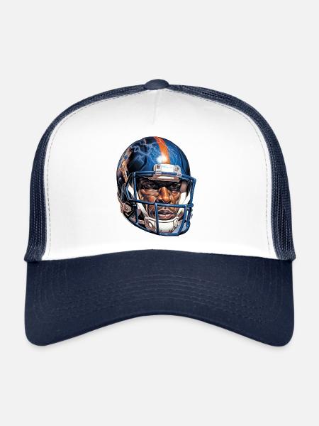Focused American Football Player PNG Design - Trucker Cap - white/navy - Front