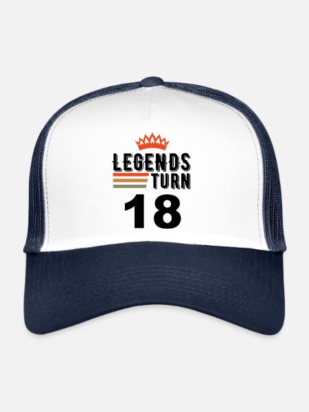 18 Birthday, Legends turn 18 - Trucker Cap - white/navy - Front