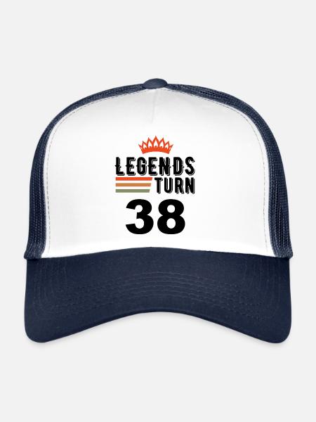 38 Anniversaire, les légendes ont 38 ans - Casquette trucker  - blanc/marine - Devant