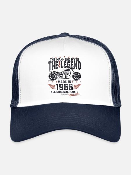 1966 Vintage homme mythe légende moto - Casquette trucker  - blanc/marine - Devant