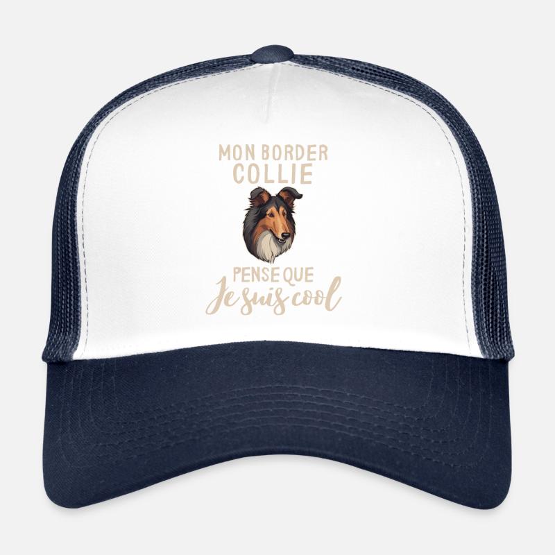 Chien de race border collie - Casquette trucker  - blanc/marine