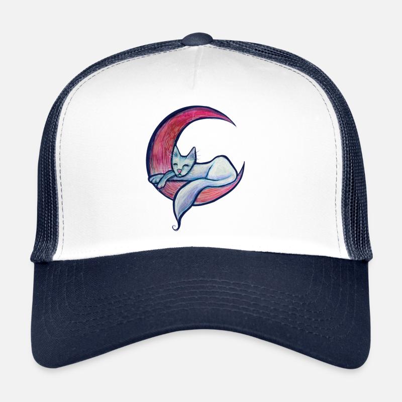 Chat de la lune - Casquette trucker  - blanc/marine