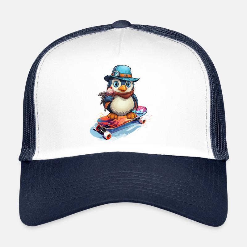 Skateboarder Skatboard Pinguin Skater Trucker Cap