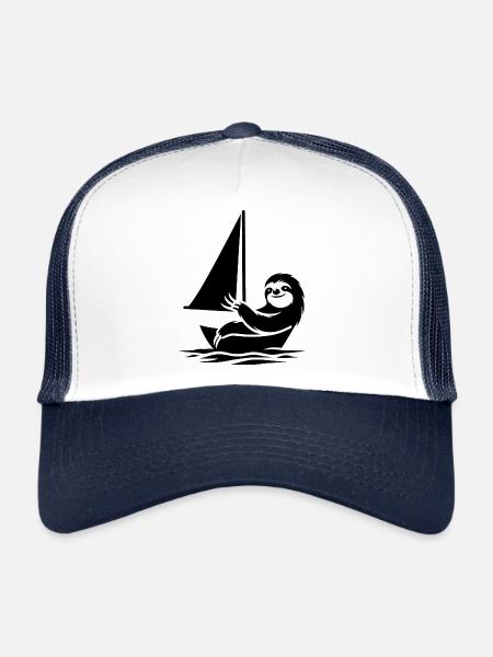 Minimalist Sailing Dinghy Sloth Summer - Trucker Cap - white/navy - Front
