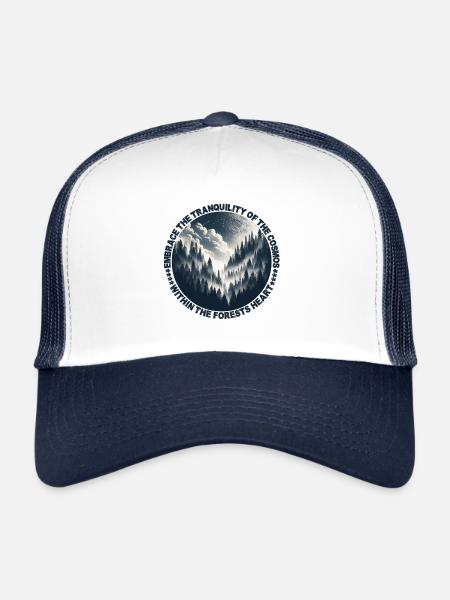Paysage nocturne de la forêt mystique : une symphonie céleste - Casquette trucker  - blanc/marine - Devant