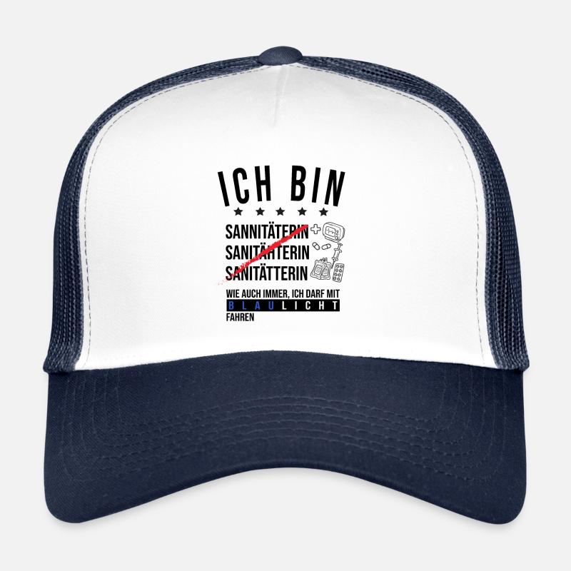 Sanitäter Rettungssanitäter Geschenk Spruch Beruf - Trucker Cap - Weiß/Navy