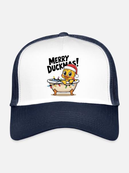 Duck Ducks Christmas Farmer Funny Merry Duckmas - Trucker Cap - white/navy - Front