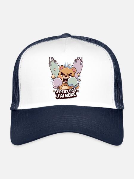 J' peux pas j'ai boxe - Casquette trucker  - blanc/marine - Devant