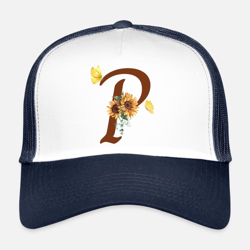 Buchstabe p Sonnenblumenschmetterling Trucker Cap