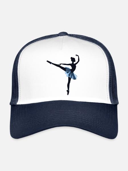 Illustration de danseuse de ballet en noir et blanc - Casquette trucker  - blanc/marine - Devant