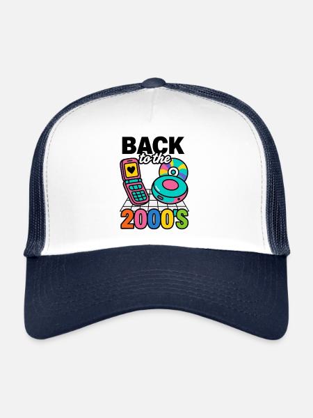 Retour nostalgique années 2000 - Casquette trucker  - blanc/marine - Devant