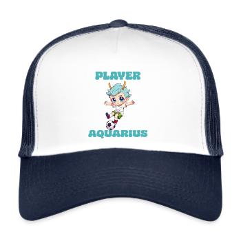 Soccer Player Aquarius Zodiac Sign Aquarius - Trucker Cap - white/navy - Front