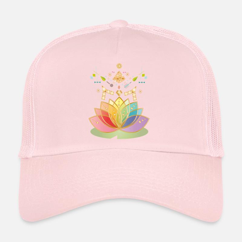 Symbole coloré de fleurs de chakra avec des ornements Casquette trucker 