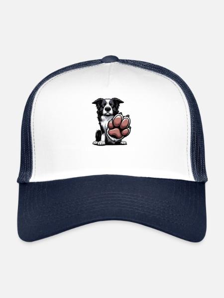 Parlez à la patte Border Collie Hütehund Collie - Casquette trucker  - blanc/marine - Devant