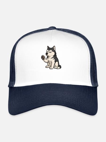 Talk to the paw husky husky owner huskies - Trucker Cap - white/navy - Front