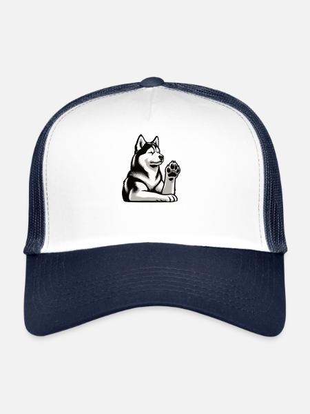 Parlez à la patte Husky Husky Propriétaire Husky - Casquette trucker - blanc/marine